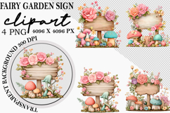 Whimsical Fairy Garden Sign Clipart Png Product Image 1