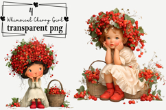 Whimsical Cherry Girl Clipart Watercolor PNG Product Image 1