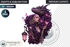 Fantasy Dragon witch clipart, enchantress, dragon egg queen Product Image 1