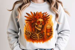 Colorful Skeleton Cocktail and Floral Crown Illustration Product Image 1
