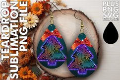 Dazzling Teardrop Earrings Gift PNG, Neon Xmas Product Image 1