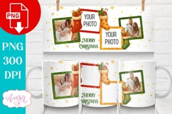 Merry Christmas photo mug wrap PNG, Festive mug template png Product Image 1