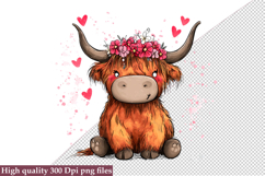 Valentine Highland Cow Clipart Png Product Image 1