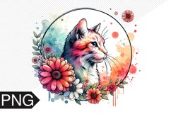 Cat Flowers Sublimation - Cat Flowers Clipart PNG Design Product Image 1