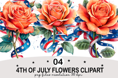 4th Of July Flowers Clipart Watercolor png Product Image 1