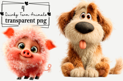 Whimsical Farm Animals Clipart Watercolor PNG Product Image 1
