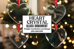 Christmas Heart Crystal Glass Ornaments Mockups Product Image 1