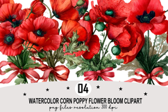 Watercolor Corn Poppy Flower Bloom Clipart Watercolor PNG Product Image 1