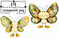 Whimsical Floral Butterfly Clipart Watercolor PNG Product Image 1
