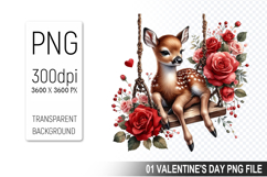 Valentine&#039;s Deer Cub Clipart PNG, Digital Download File Product Image 1