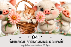 Whimsical Spring Animals Clipart Png Watercolor png Product Image 1