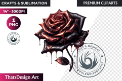 Moody Rose Gold &amp; Mauve Flowers PNG, Dark Romance Clipart Product Image 1