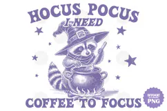 Vintage Funny Sarcastic Feral Witch Raccoon Halloween PNG Product Image 1