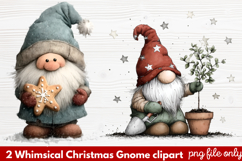 2 Whimsical Christmas Gnome Clipart | Cute Holiday Gnome PNG Product Image 1