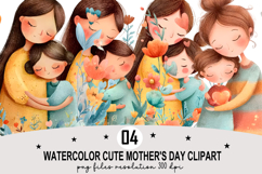 Watercolor Cute Mother's Day Clipart Watercolor png Product Image 1