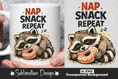 Nap Snack Repeat Raccoon Sublimation Design Product Image 1
