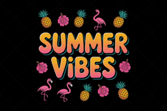 Retro Summer Vibes Bubble Letters with Flamingos Product Image 2