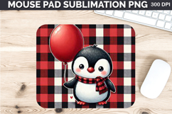 Watercolor Penguin Mouse Pad Sublimation - Valentines PNG Product Image 1