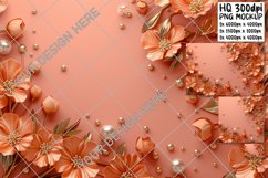 Pearl-Draped Floral Majesty: Digital Wallpaper Product Image 1