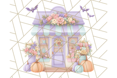 Pastel Halloween Town PNG Clipart, Spooky Shops &amp; Homes Png Product Image 4