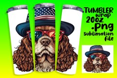 Dog with American Flag Hat Tumbler Wrap 20oz Sublimation Product Image 1