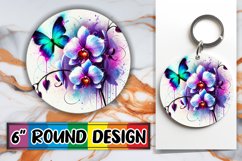 Joyful Circle Coasters Sublimation, Butterfly Product Image 1