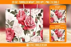 Valentine Rose Tumbler Wrap Designs, Sublimation Wrap Product Image 1
