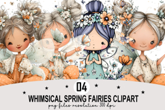 Whimsical Spring Fairies Clipart Watercolor PNG Product Image 1