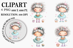 Quirky Birthday Girl Clipart Watercolor PNG Product Image 1