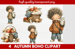 Autumn Boho Clipart | Fall Bohemian Aesthetic PNG Illustrati Product Image 1