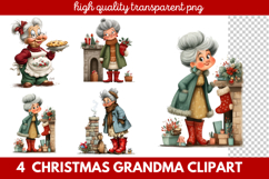Christmas Grandma Clipart | Cute Holiday Granny PNG Illustra Product Image 1