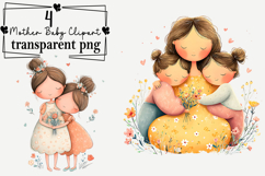 Whimsical Mother Baby Clipart Watercolor PNG Product Image 1
