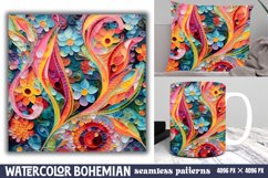 Seamless Watercolor Bohemian Patterns Background Product Image 1