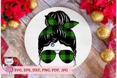 Green Buffalo Plaid Mom Life svg, Glasses Cut Files Product Image 4