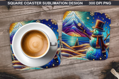 Snowman Coaster Sublimation, Christmas Coaster PNG Design Product Image 1