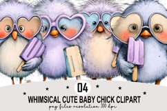 whimsical cute baby chick clipart Watercolor PNG Product Image 1