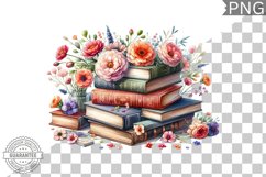 Books Flowers Sublimation- Clipart PNG Design Product Image 1