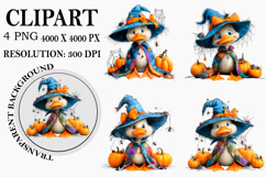Whimsical Halloween Goose Clipart Watercolor PNG Product Image 1
