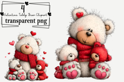 Valentine Teddy Bear Clipart Watercolor PNG Product Image 1