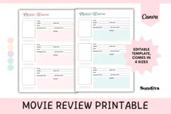 Movie Review Printable 6 | Movie Journal Template Product Image 1