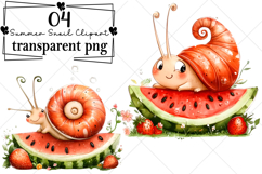 Whimsical Summer Snail Clipart Watercolor PNG Product Image 1