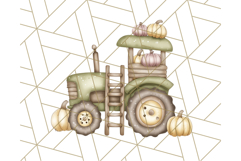 Fall Tractor Clipart PNG, Vintage Tractors With Pumpkins Product Image 4