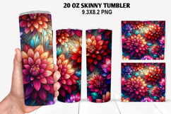 Flower Skinny Tumbler 20oz Wrap Design, Flowers Tumble PNG Product Image 1
