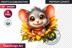 Cute Autumn Animals &amp; Sunflowers - Thanksgiving Clipart Product Image 1