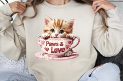 Valentines Day Kitty Cups Clipart PNG Product Image 1