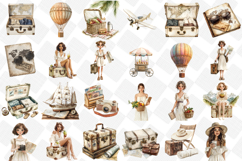 Antique Ivory Travel Clipart - Summer clipart - Set Of 60 Pn Product Image 4
