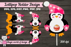 Penguin girl lollipop Holder svg, papercut template Product Image 1