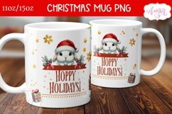 Funny Christmas mug wrap PNG, bunny lover mug template png Product Image 2