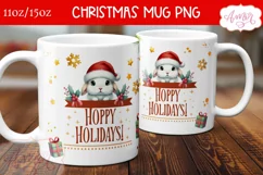 Funny Christmas mug wrap PNG, bunny lover mug template png Product Image 2