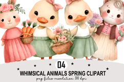 Whimsical Animals Spring Clipart Watercolor png Product Image 1